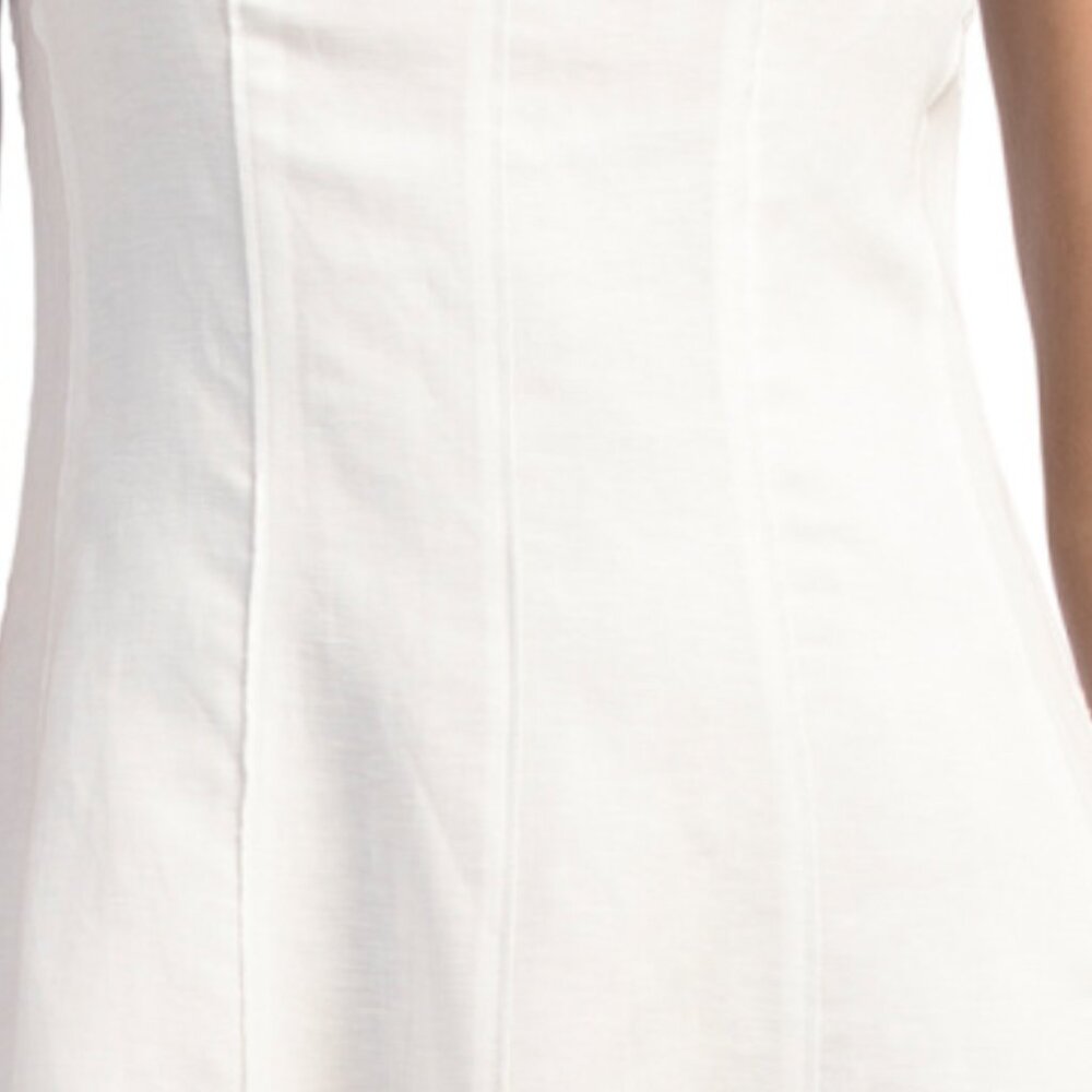 ELIE TAHARI Linen Blend Sleeveless Wide Neck Fit And Flare Midi Dress - Picture 3 of 4